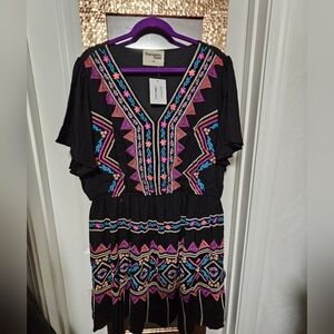 Savanna Jane black summer dress with Aztec design